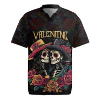 Personalised Sugar Skull Couple Valentine Rugby Jersey Roses Romantic Love