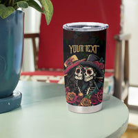 Personalised Sugar Skull Couple Valentine Tumbler Cup Roses Romantic Love