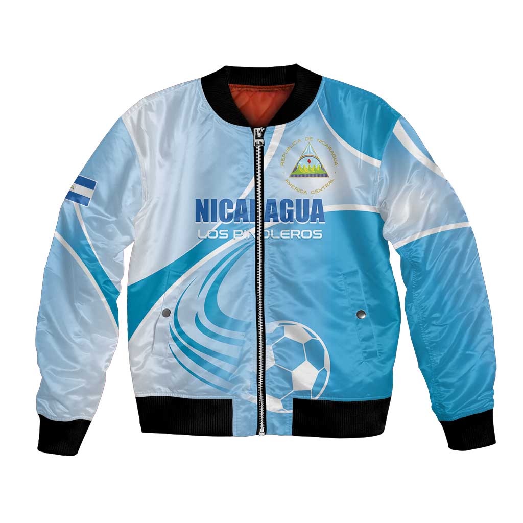 Custom Nicaragua Football Bomber Jacket Vamos Los Pinoleros