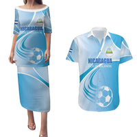Custom Nicaragua Football Couples Matching Puletasi and Hawaiian Shirt Vamos Los Pinoleros