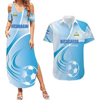 Custom Nicaragua Football Couples Matching Summer Maxi Dress and Hawaiian Shirt Vamos Los Pinoleros