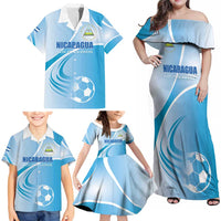 Custom Nicaragua Football Family Matching Off Shoulder Maxi Dress and Hawaiian Shirt Vamos Los Pinoleros