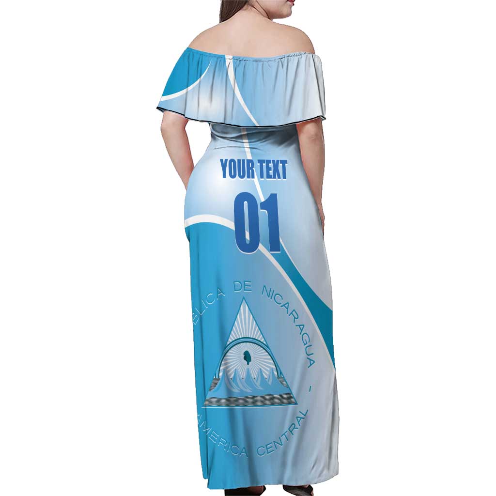 Custom Nicaragua Football Family Matching Off Shoulder Maxi Dress and Hawaiian Shirt Vamos Los Pinoleros