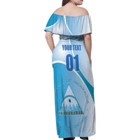 Custom Nicaragua Football Family Matching Off Shoulder Maxi Dress and Hawaiian Shirt Vamos Los Pinoleros