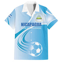 Custom Nicaragua Football Family Matching Off Shoulder Short Dress and Hawaiian Shirt Vamos Los Pinoleros