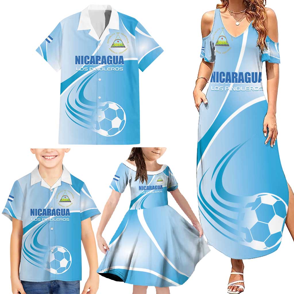 Custom Nicaragua Football Family Matching Summer Maxi Dress and Hawaiian Shirt Vamos Los Pinoleros