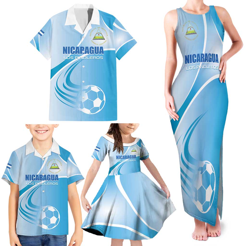 Custom Nicaragua Football Family Matching Tank Maxi Dress and Hawaiian Shirt Vamos Los Pinoleros