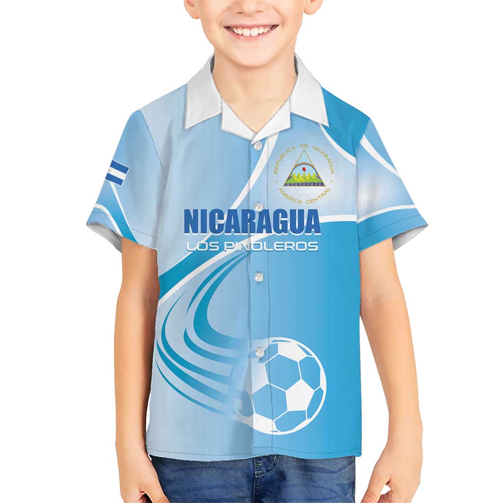 Custom Nicaragua Football Kid Hawaiian Shirt Vamos Los Pinoleros
