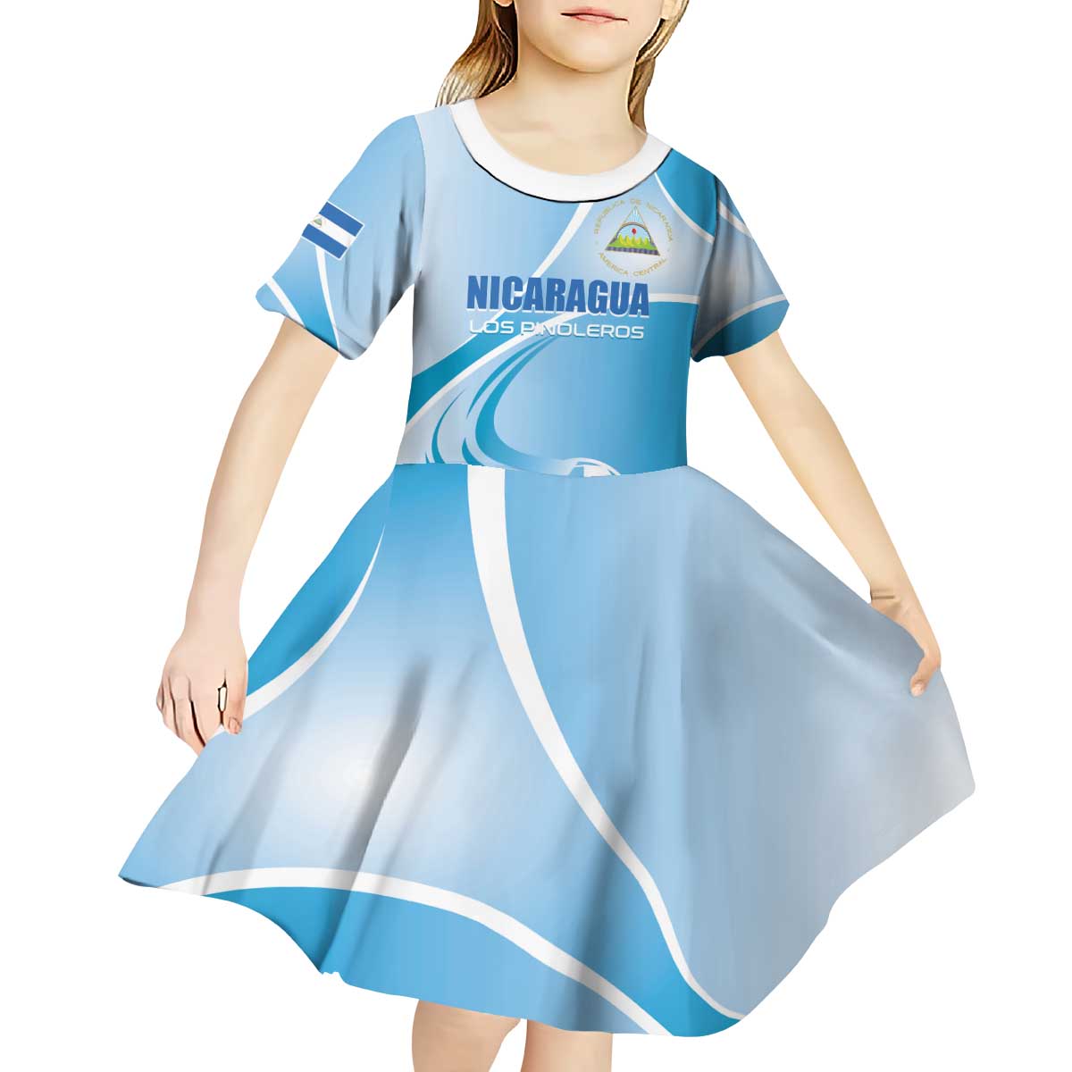 Custom Nicaragua Football Kid Short Sleeve Dress Vamos Los Pinoleros