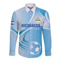 Custom Nicaragua Football Long Sleeve Button Shirt Vamos Los Pinoleros