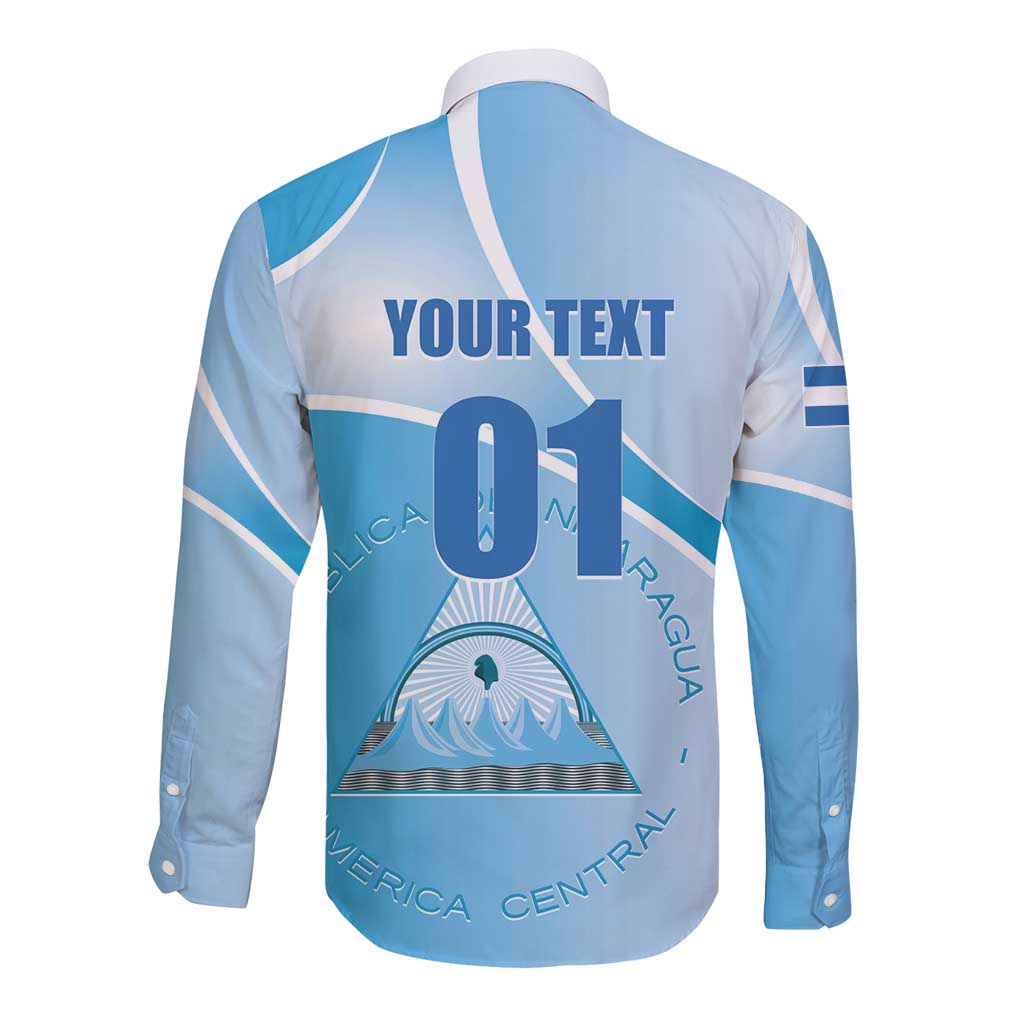 Custom Nicaragua Football Long Sleeve Button Shirt Vamos Los Pinoleros