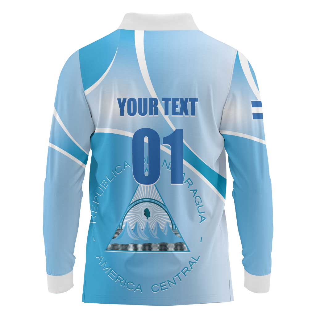 Custom Nicaragua Football Long Sleeve Polo Shirt Vamos Los Pinoleros
