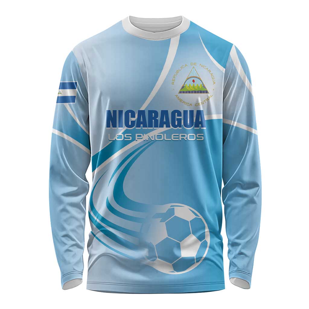 Custom Nicaragua Football Long Sleeve Shirt Vamos Los Pinoleros