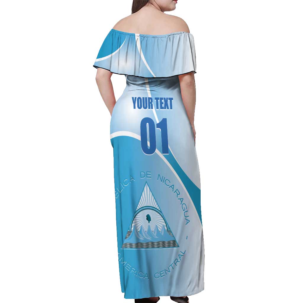 Custom Nicaragua Football Off Shoulder Maxi Dress Vamos Los Pinoleros
