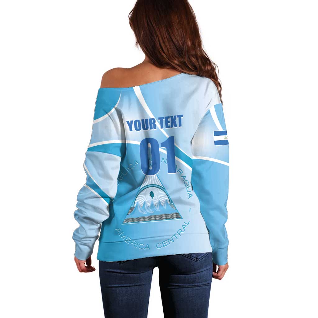 Custom Nicaragua Football Off Shoulder Sweater Vamos Los Pinoleros