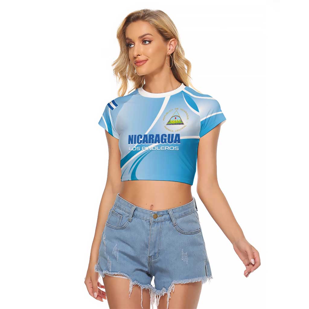 Custom Nicaragua Football Raglan Cropped T Shirt Vamos Los Pinoleros