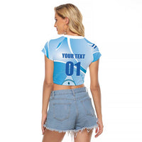 Custom Nicaragua Football Raglan Cropped T Shirt Vamos Los Pinoleros