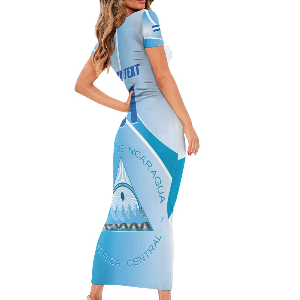 Custom Nicaragua Football Short Sleeve Bodycon Dress Vamos Los Pinoleros