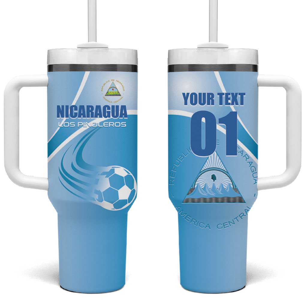 Custom Nicaragua Football Tumbler With Handle Vamos Los Pinoleros
