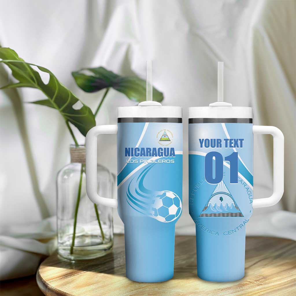 Custom Nicaragua Football Tumbler With Handle Vamos Los Pinoleros