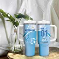 Custom Nicaragua Football Tumbler With Handle Vamos Los Pinoleros