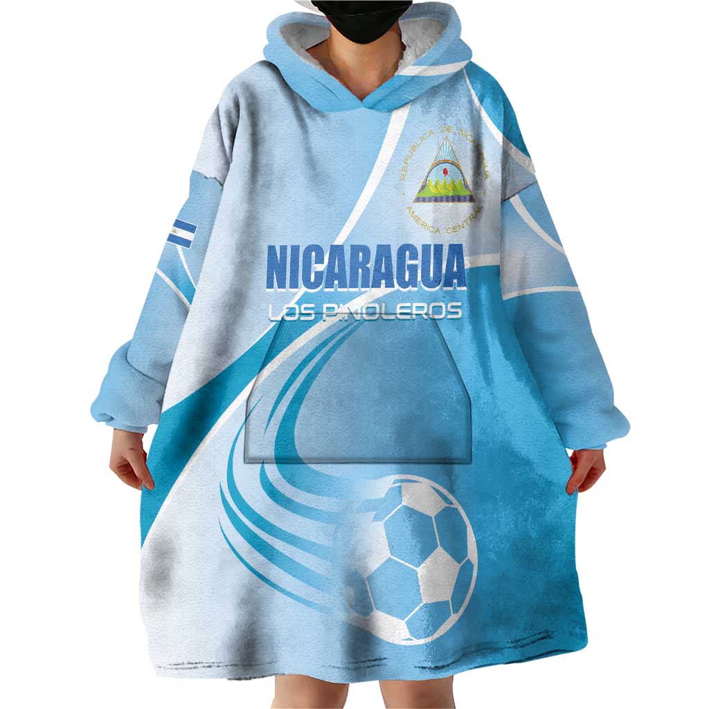 Custom Nicaragua Football Wearable Blanket Hoodie Vamos Los Pinoleros