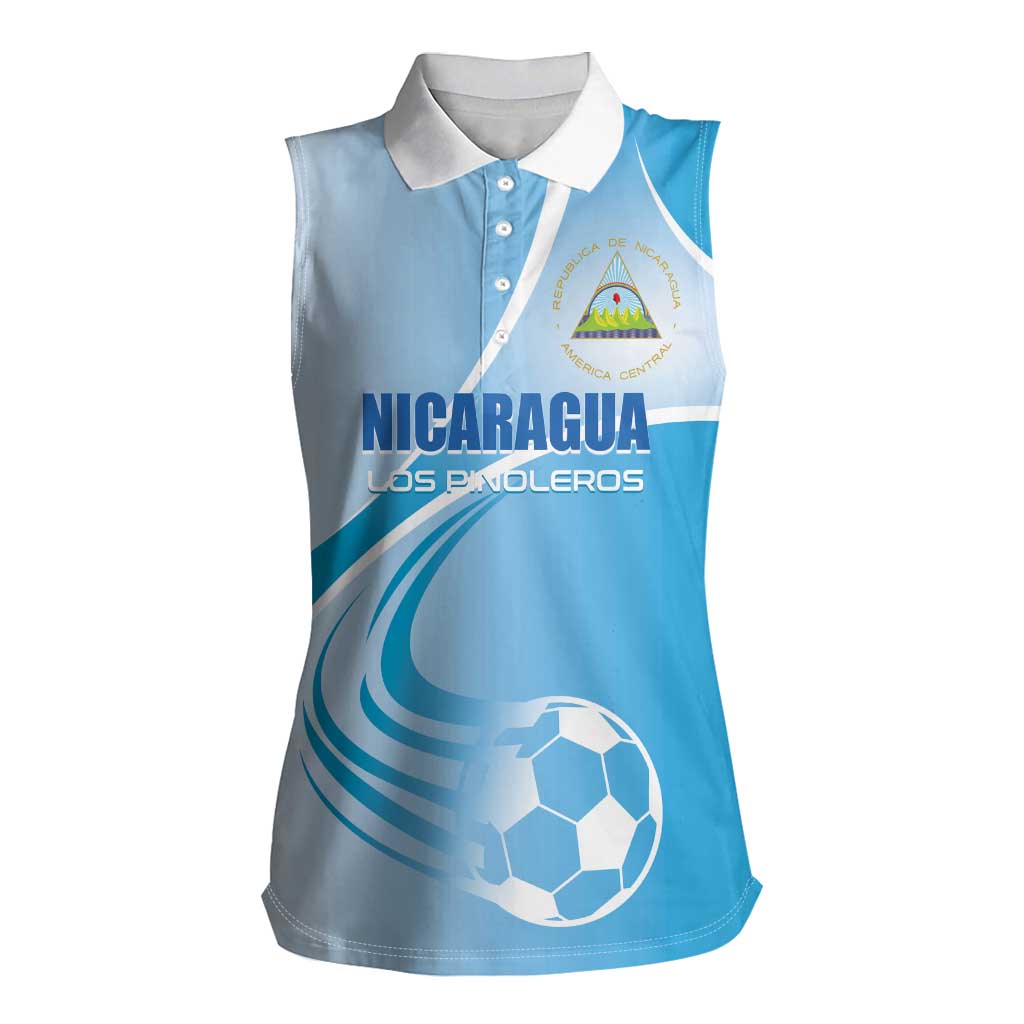 Custom Nicaragua Football Women Sleeveless Polo Shirt Vamos Los Pinoleros