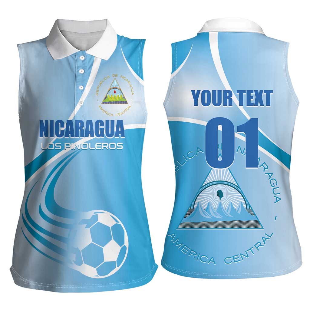 Custom Nicaragua Football Women Sleeveless Polo Shirt Vamos Los Pinoleros