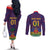 Custom Haiti Football Couples Matching Off The Shoulder Long Sleeve Dress and Long Sleeve Button Shirt Come On Les Grenadiers