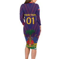 Custom Haiti Football Family Matching Long Sleeve Bodycon Dress and Hawaiian Shirt Come On Les Grenadiers