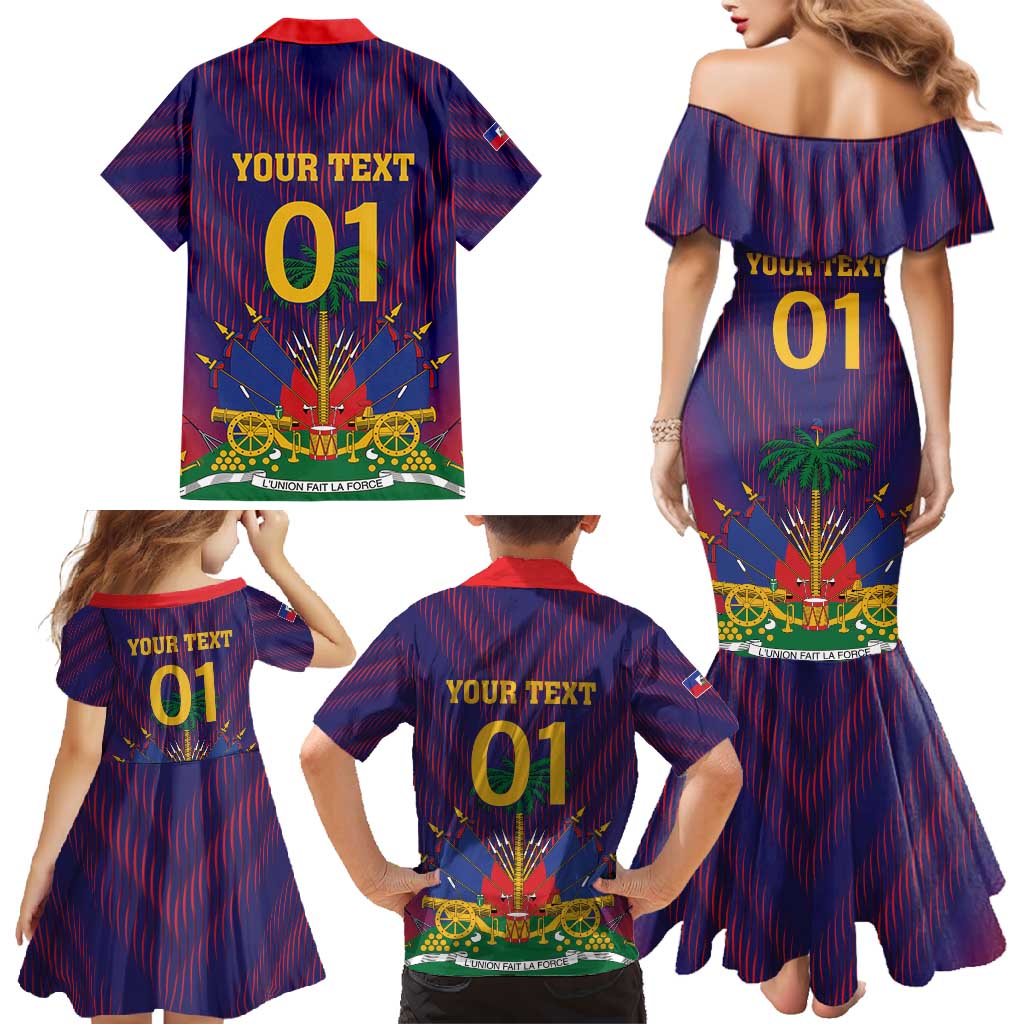 Custom Haiti Football Family Matching Mermaid Dress and Hawaiian Shirt Come On Les Grenadiers