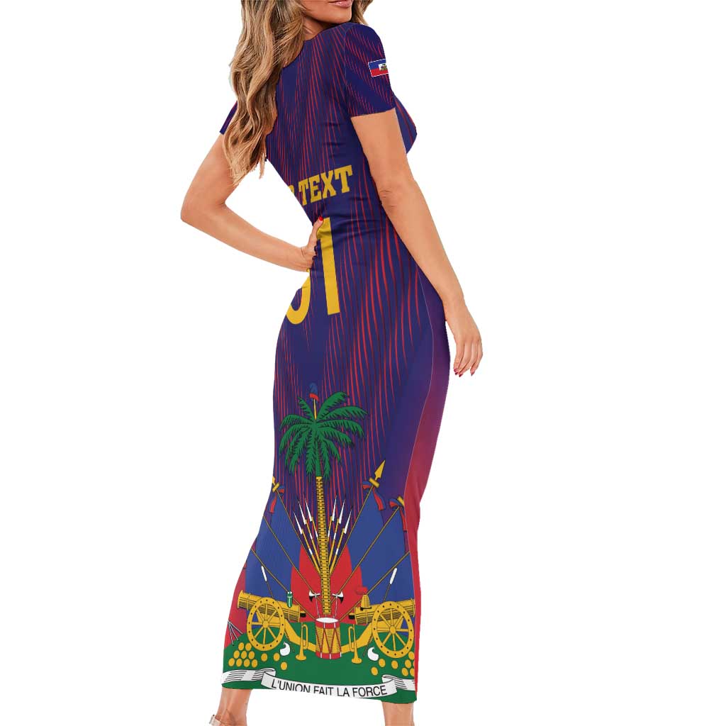 Custom Haiti Football Family Matching Short Sleeve Bodycon Dress and Hawaiian Shirt Come On Les Grenadiers