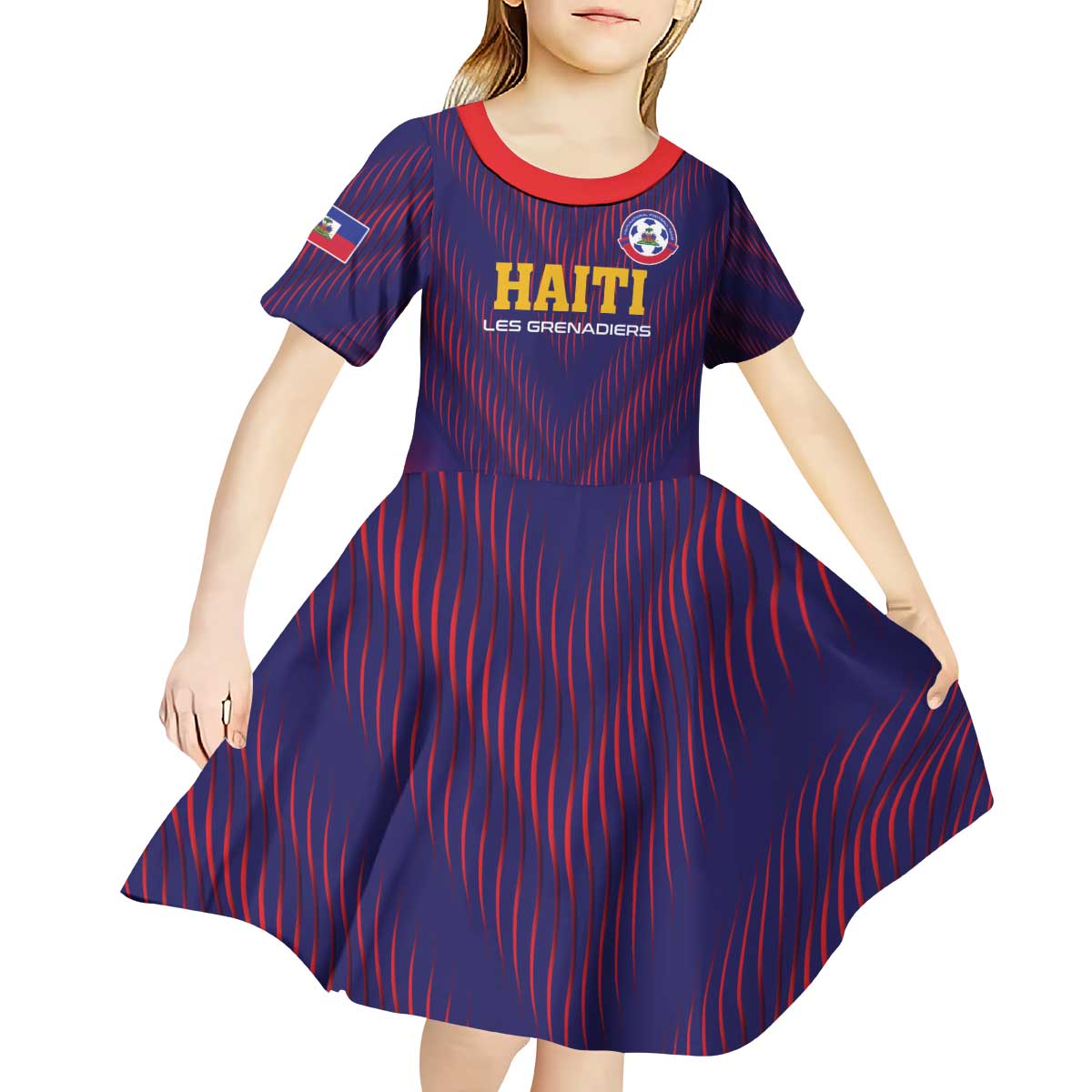 Custom Haiti Football Kid Short Sleeve Dress Come On Les Grenadiers