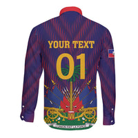 Custom Haiti Football Long Sleeve Button Shirt Come On Les Grenadiers
