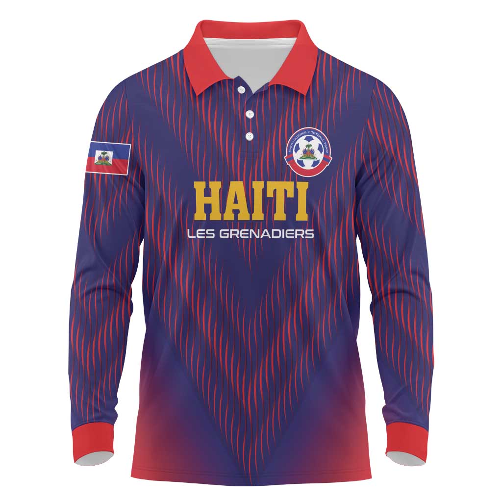 Custom Haiti Football Long Sleeve Polo Shirt Come On Les Grenadiers