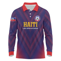 Custom Haiti Football Long Sleeve Polo Shirt Come On Les Grenadiers