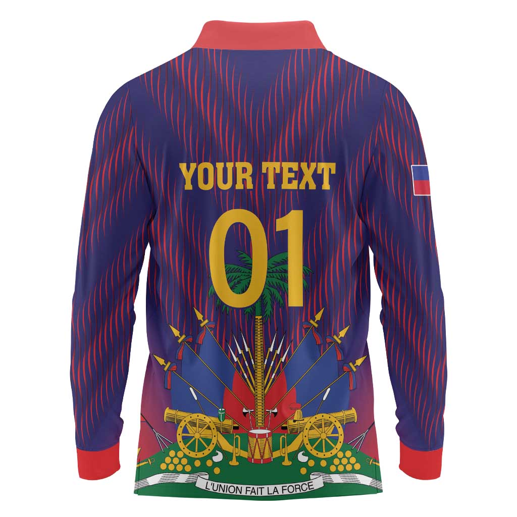 Custom Haiti Football Long Sleeve Polo Shirt Come On Les Grenadiers