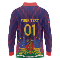 Custom Haiti Football Long Sleeve Polo Shirt Come On Les Grenadiers
