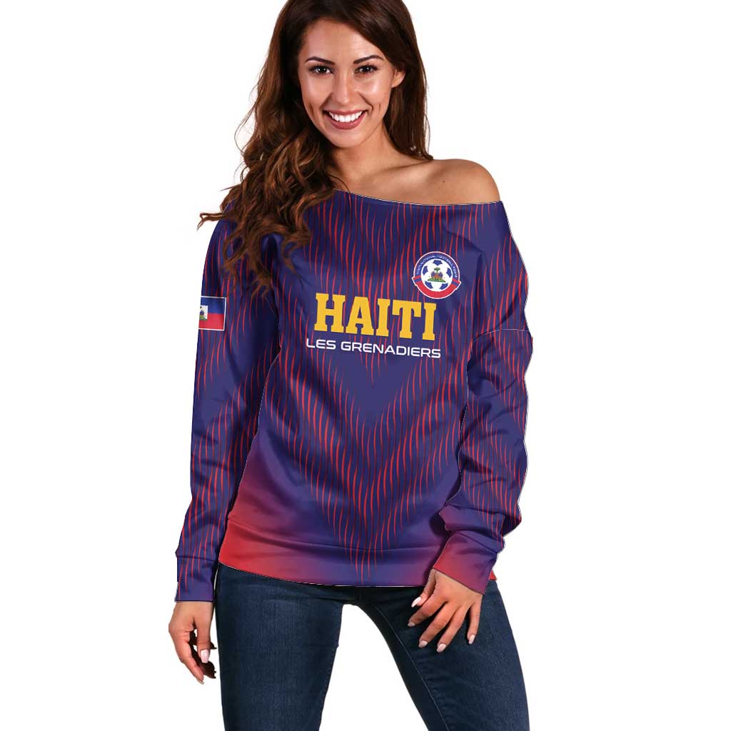 Custom Haiti Football Off Shoulder Sweater Come On Les Grenadiers