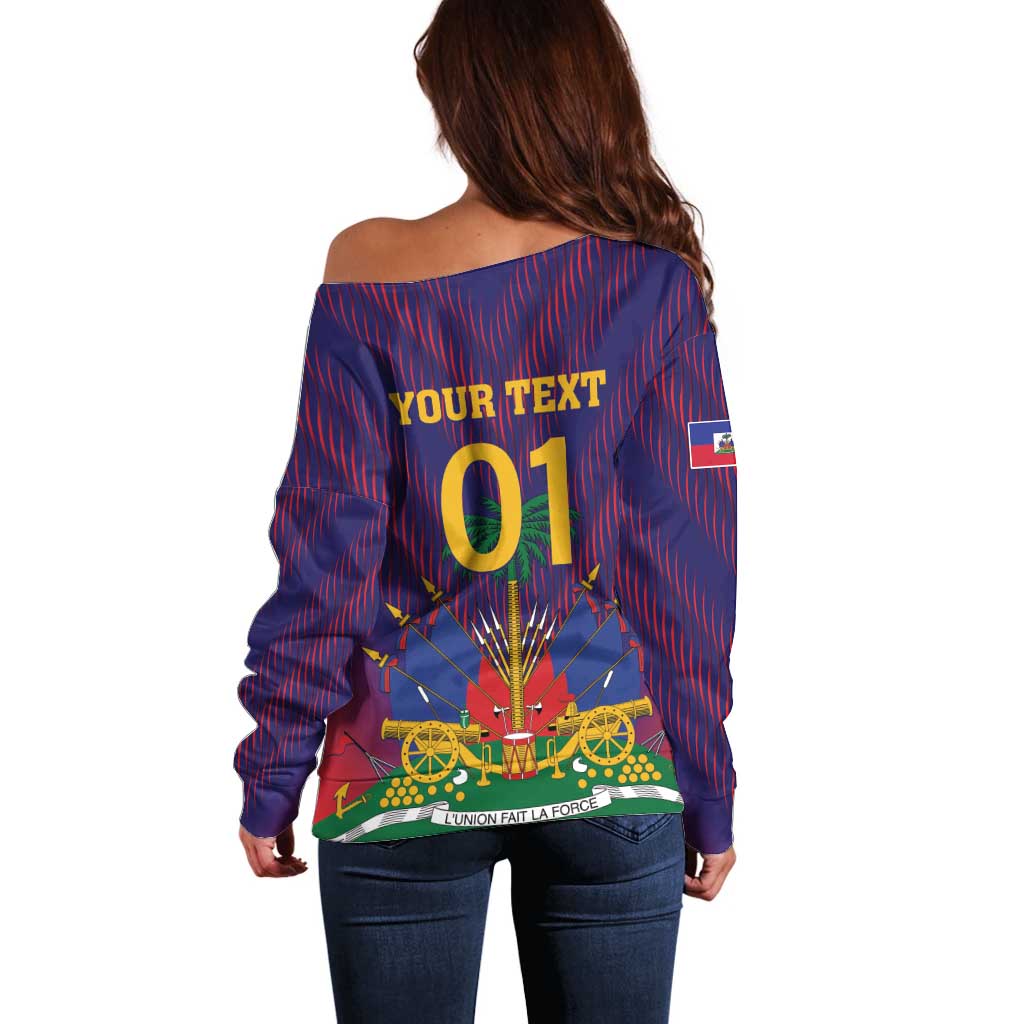 Custom Haiti Football Off Shoulder Sweater Come On Les Grenadiers