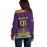 Custom Haiti Football Off Shoulder Sweater Come On Les Grenadiers