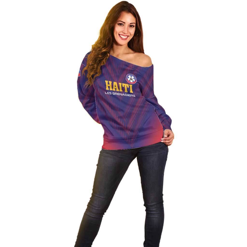 Custom Haiti Football Off Shoulder Sweater Come On Les Grenadiers