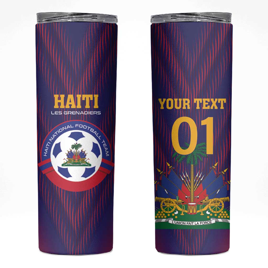 Custom Haiti Football Skinny Tumbler Come On Les Grenadiers