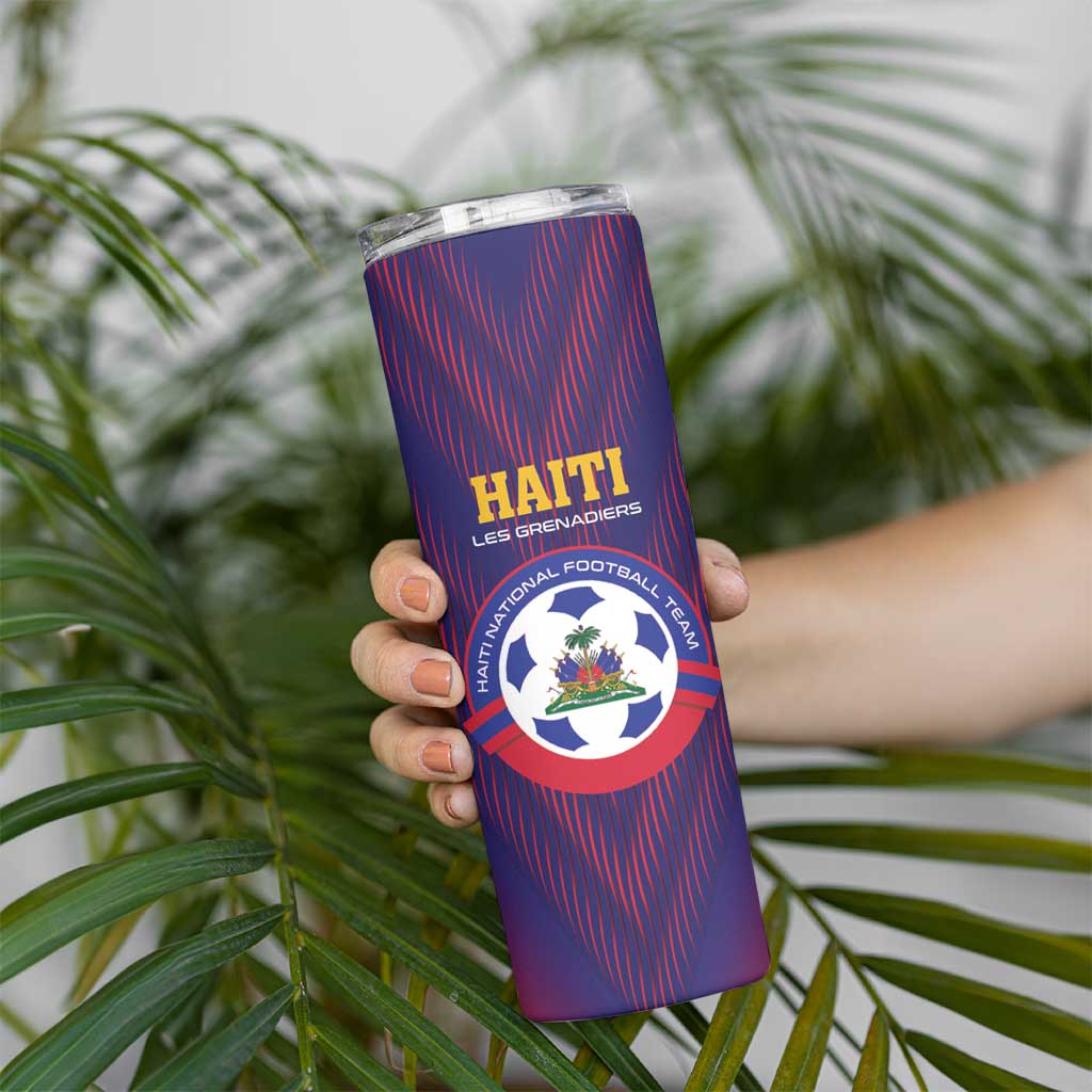 Custom Haiti Football Skinny Tumbler Come On Les Grenadiers
