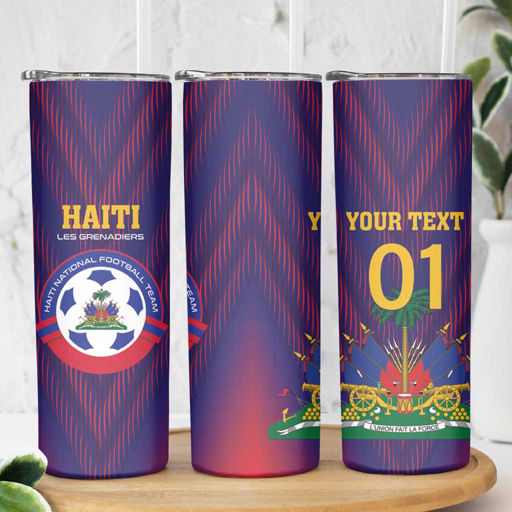 Custom Haiti Football Skinny Tumbler Come On Les Grenadiers