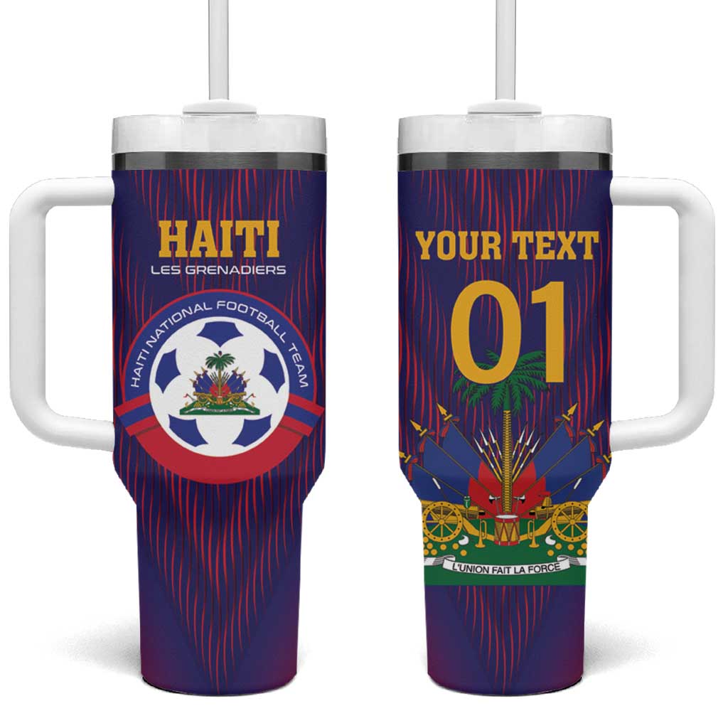 Custom Haiti Football Tumbler With Handle Come On Les Grenadiers