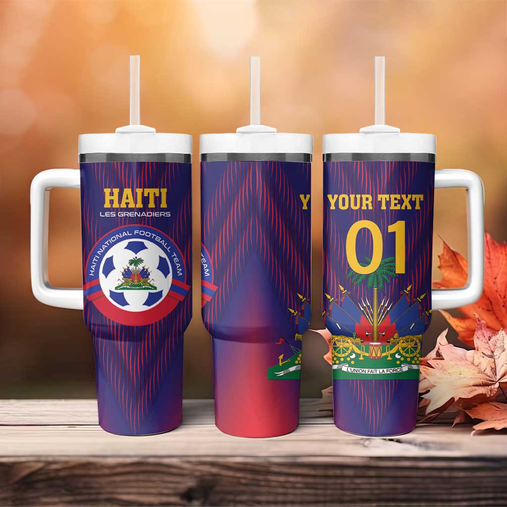 Custom Haiti Football Tumbler With Handle Come On Les Grenadiers