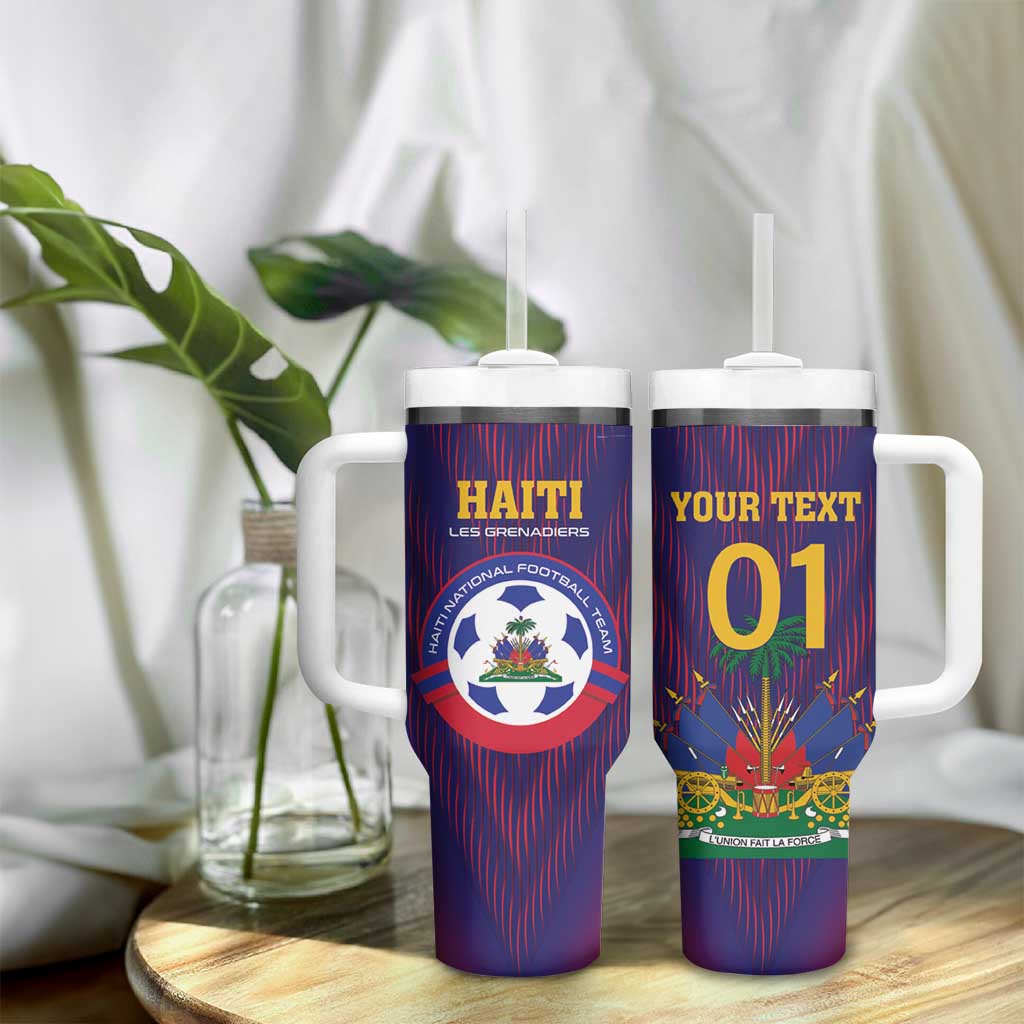 Custom Haiti Football Tumbler With Handle Come On Les Grenadiers