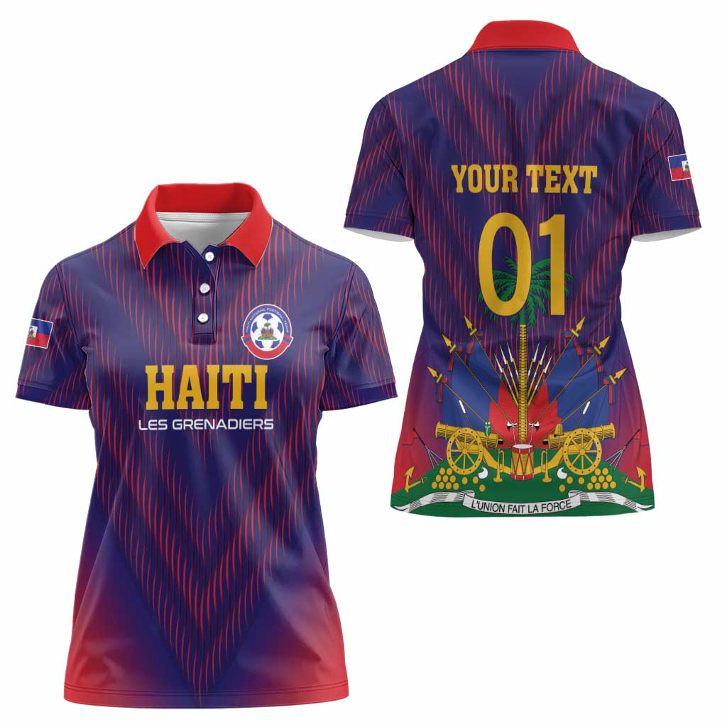 Custom Haiti Football Women Polo Shirt Come On Les Grenadiers