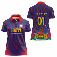Custom Haiti Football Women Polo Shirt Come On Les Grenadiers